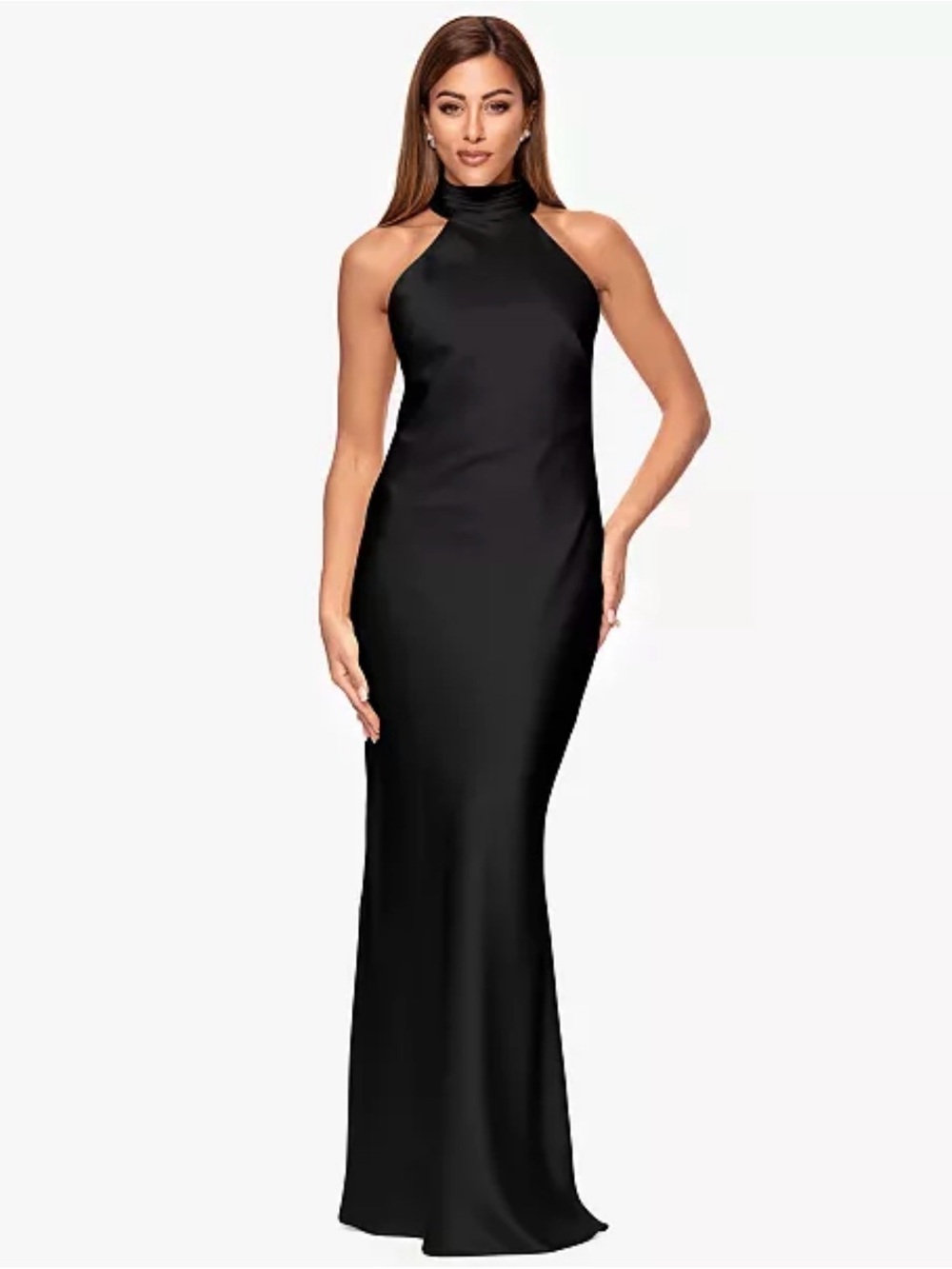 Xscape Black High-Neck Halter Maxi Dress